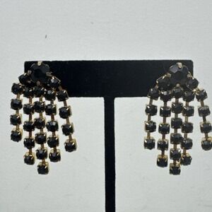 Art Deco Shoe Clips Black Glass Chandelier Dangle